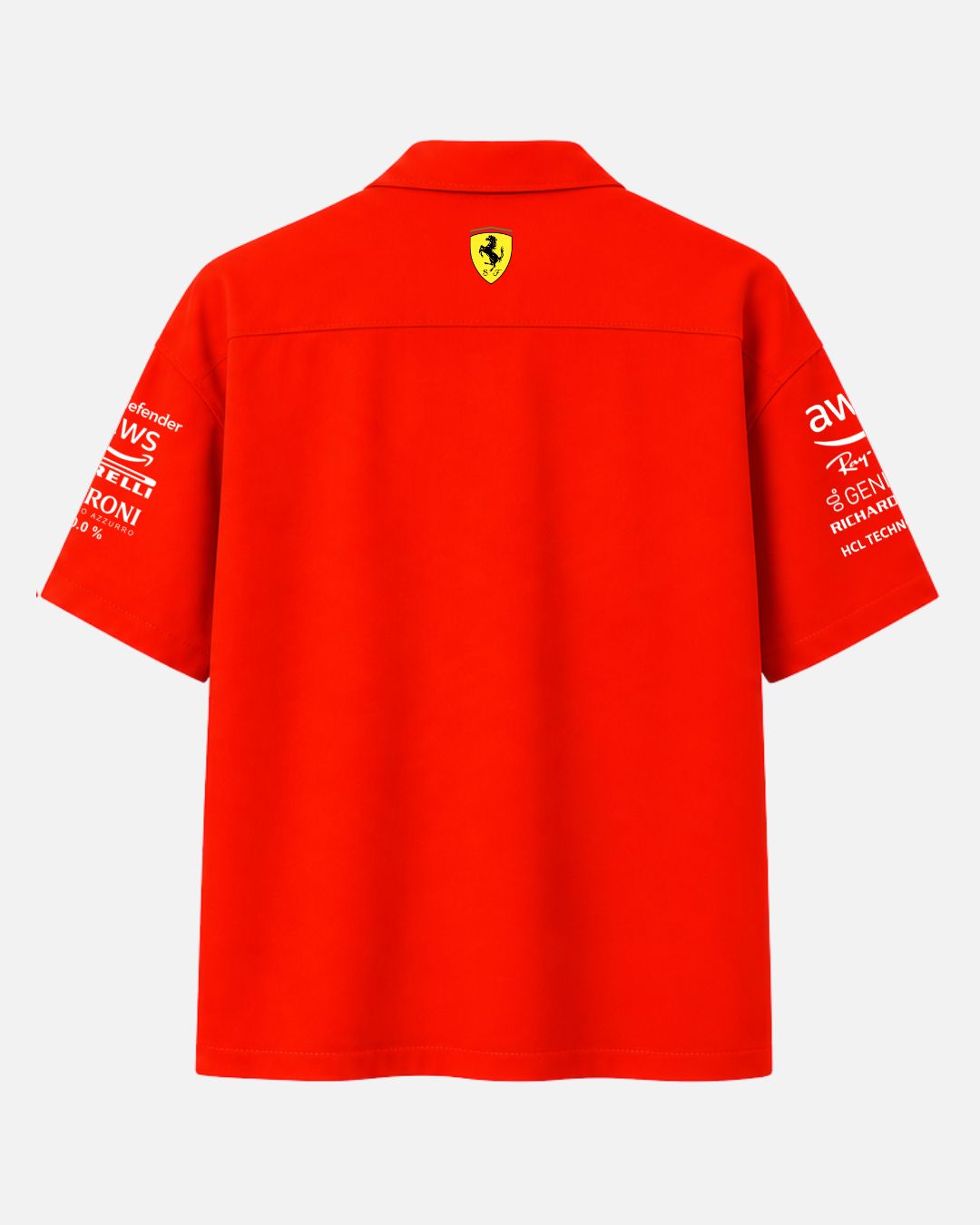 Ferrari F1 Scuderia Cuban Collar Shirt by Bombyy Clothing – Premium Red Oversized Unisex Racing Shirt