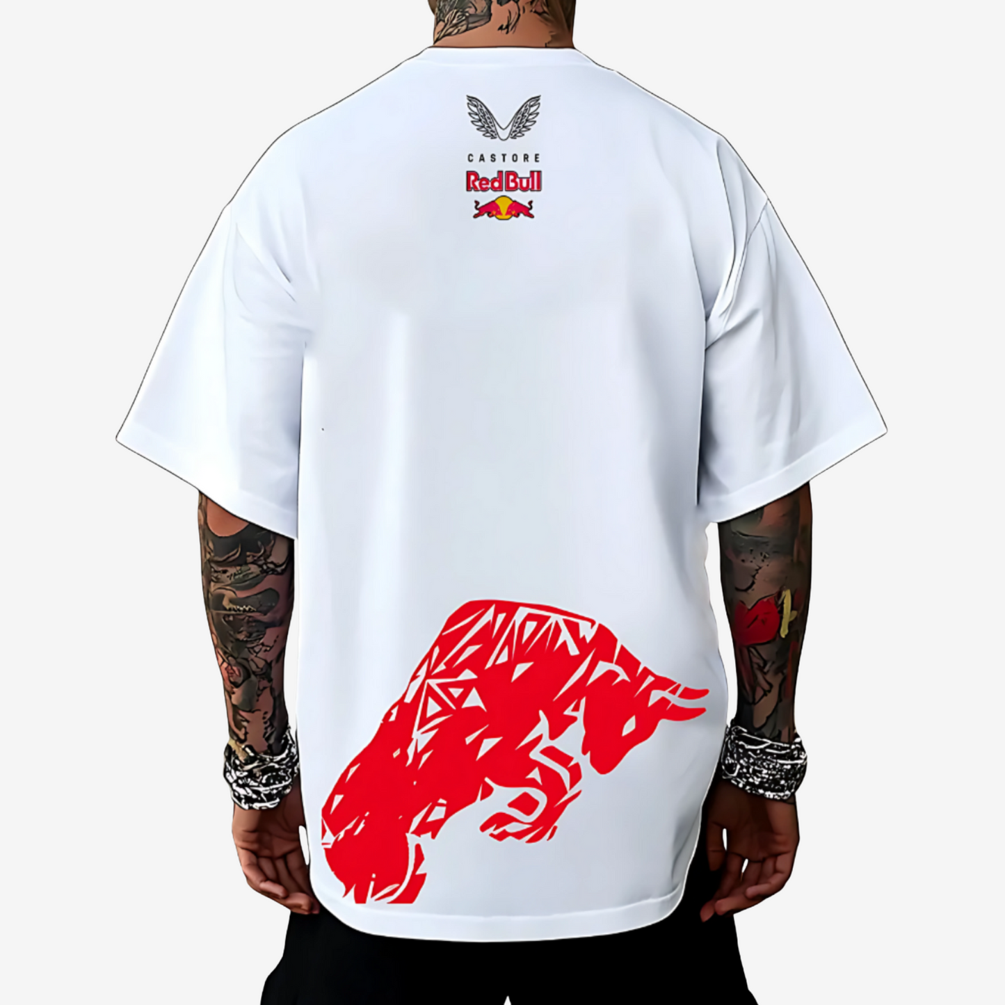 white red bull t-shirt, vintage racing t-shirt .