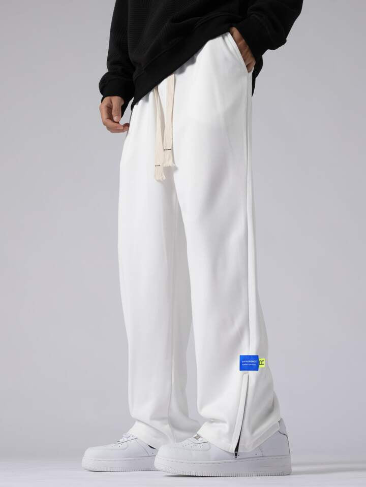 White Trackpants with Zip at Bottom – Classic Aesthetic Streetwear | Bombyy Clothings
