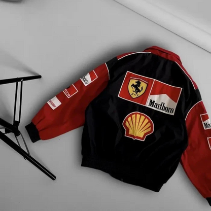 Marlboro Puffer Embroidery Jacket – Black &amp; Red | Vintage Streetwear by BombyyClothings