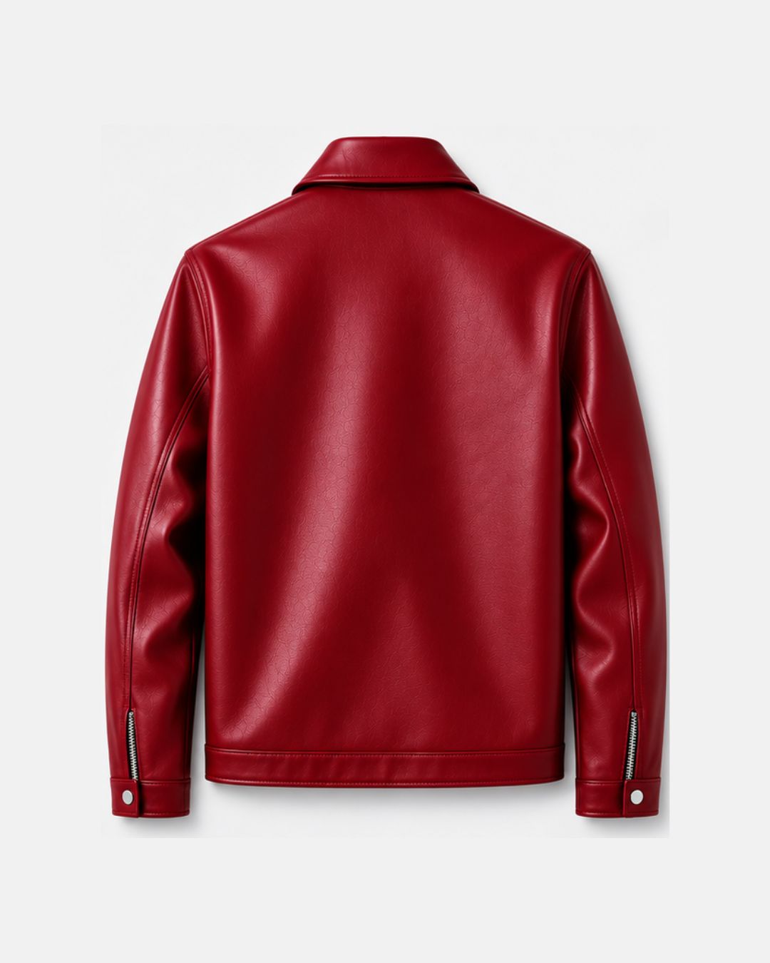 Bombyy Premium Red Faux Leather Jacket for Men | Classic Zip-Up Jacket