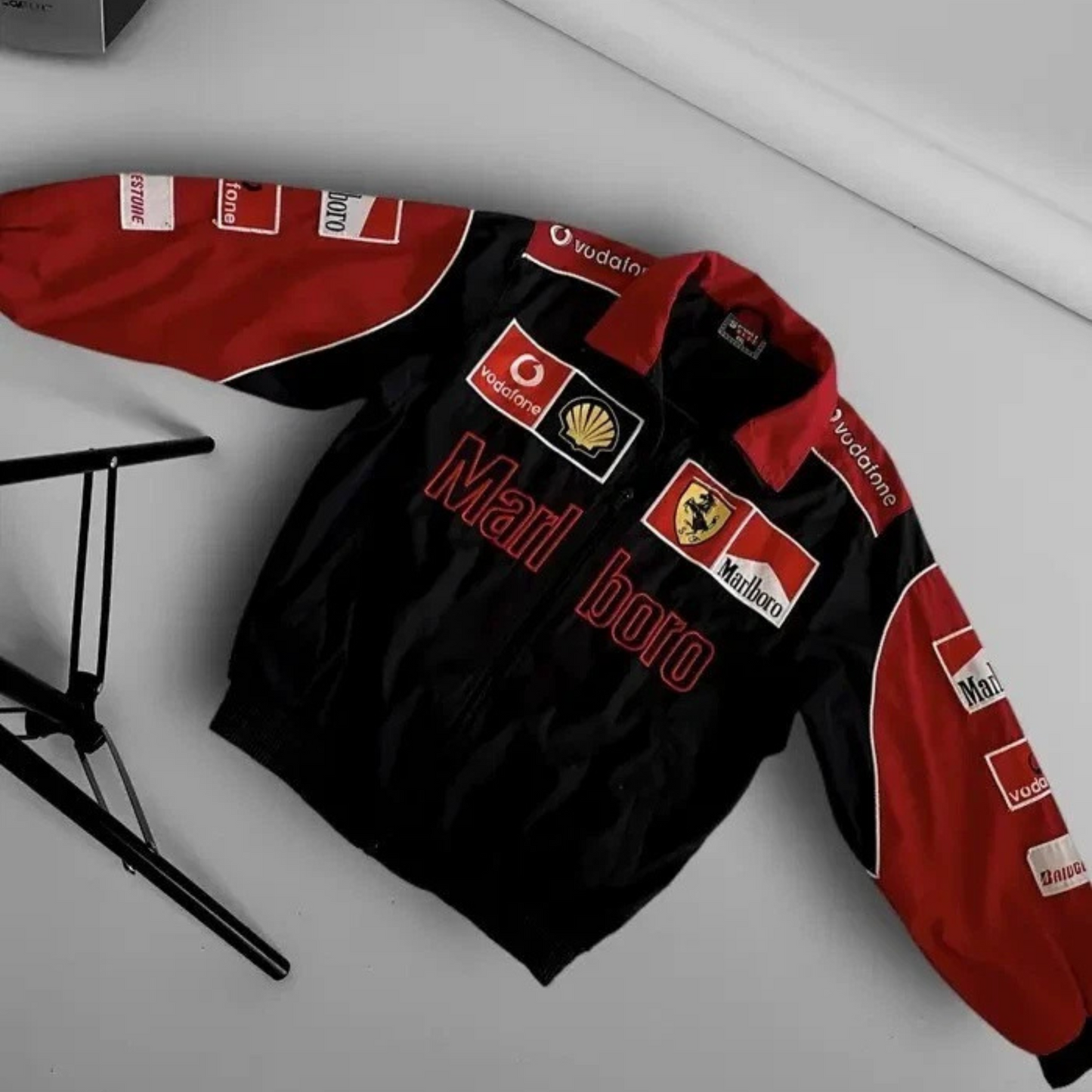 Marlboro Puffer Embroidery Jacket – Black &amp; Red | Vintage Streetwear by BombyyClothings