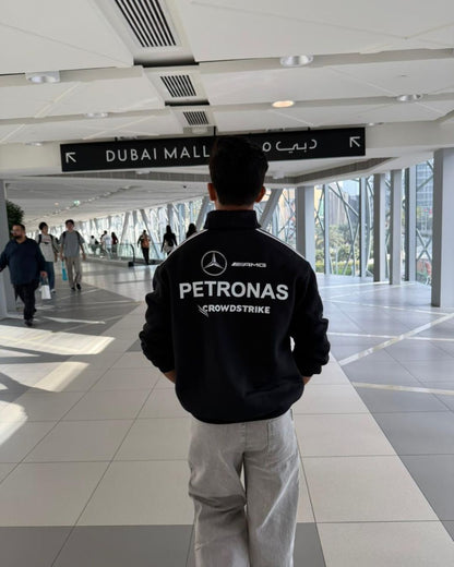 AMG Petronas Inspired Half Zip Polo Sweatshirt Black – Premium All Season Wear