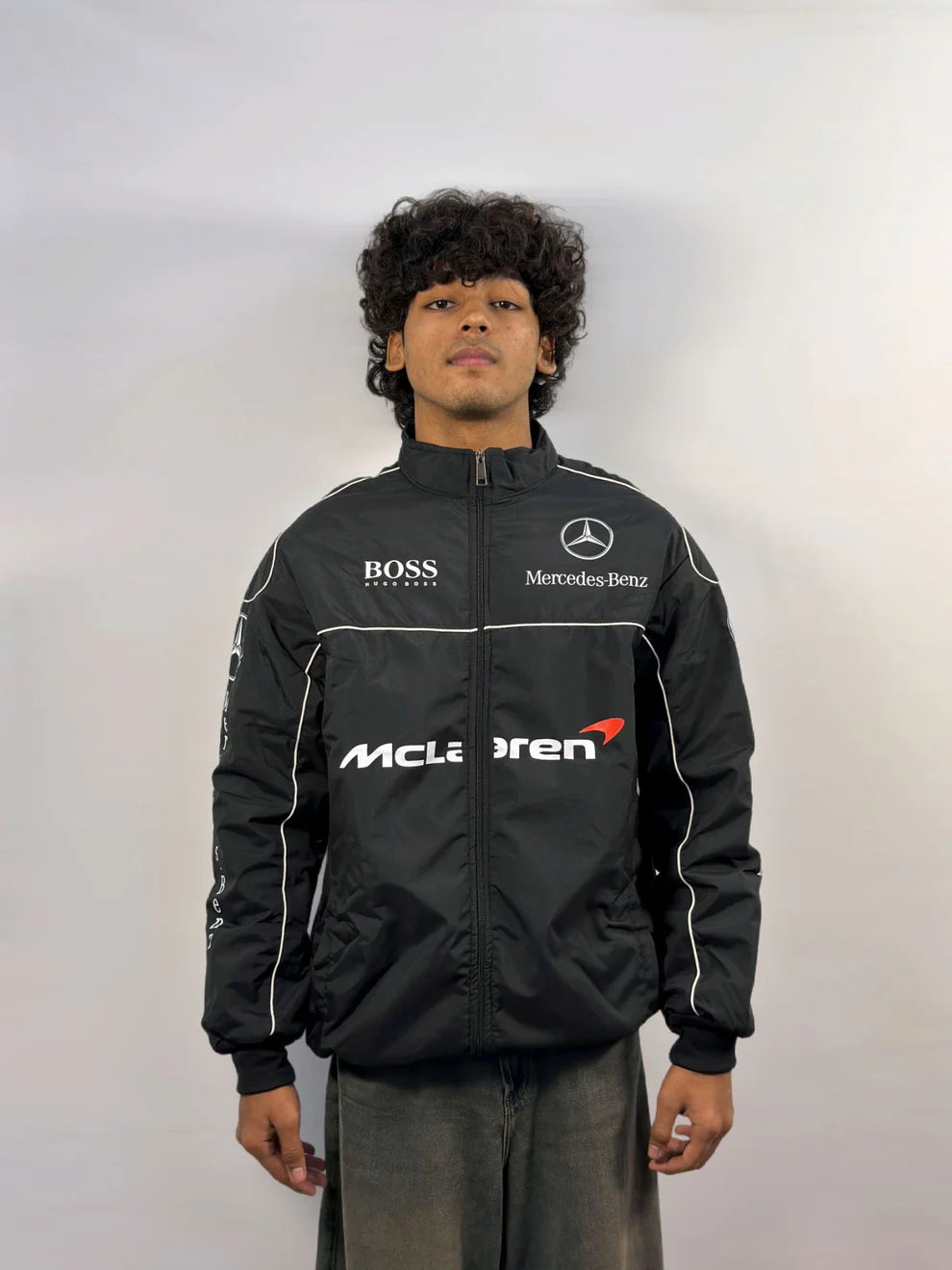 Mercedes McLaren F1 Vintage Parachute Puffer Jacket