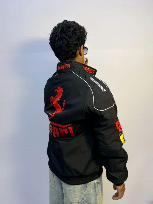 Ferrari F1 Black Vintage Scuderia Racing Puffer Jacket