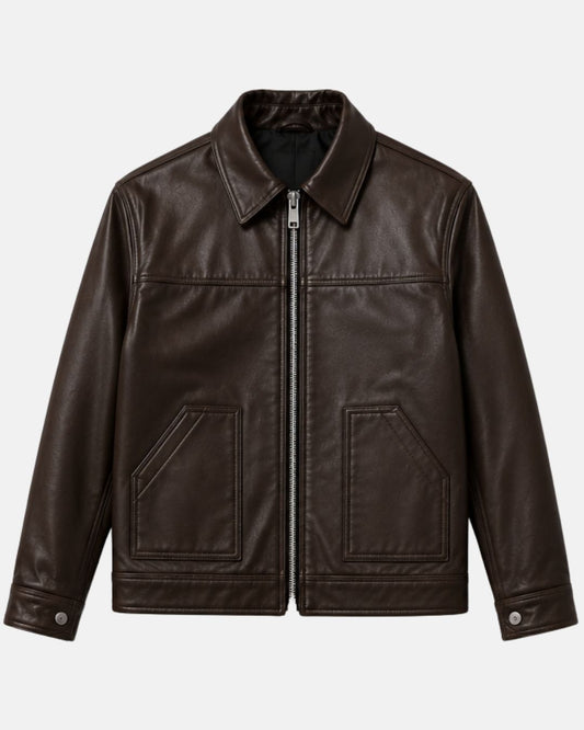 Bombyy Dark Brown Premium Leather Jacket – Regular Fit | All-Season Classic