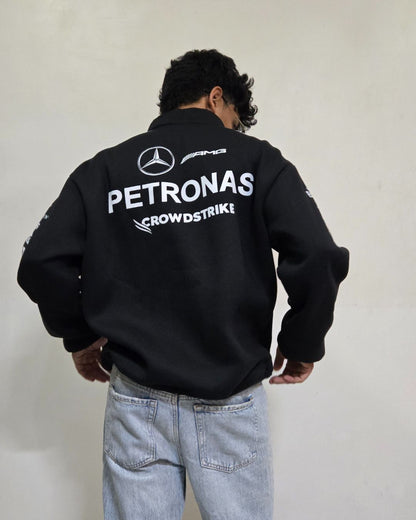 AMG Petronas Inspired Half Zip Polo Sweatshirt Black – Premium All Season Wear