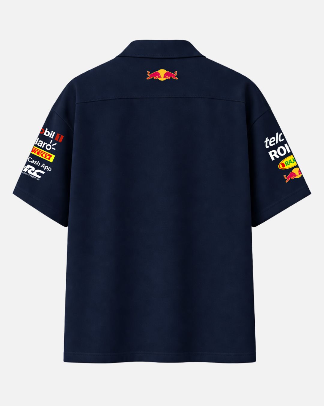 Oracle Red Bull Racing Navy Blue Oversized Shirt – Elite Unisex Formula One Streetwear | Premium Cuban Collar | BombyyClothing