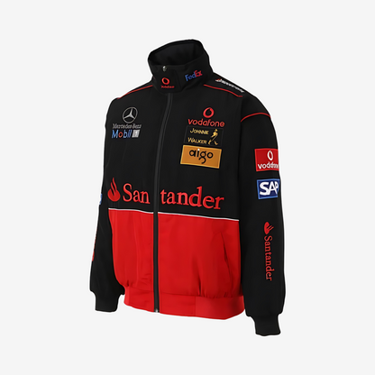 Vintage Red  Mercedes Parachute Puffer Jacket – Embroidered Logos