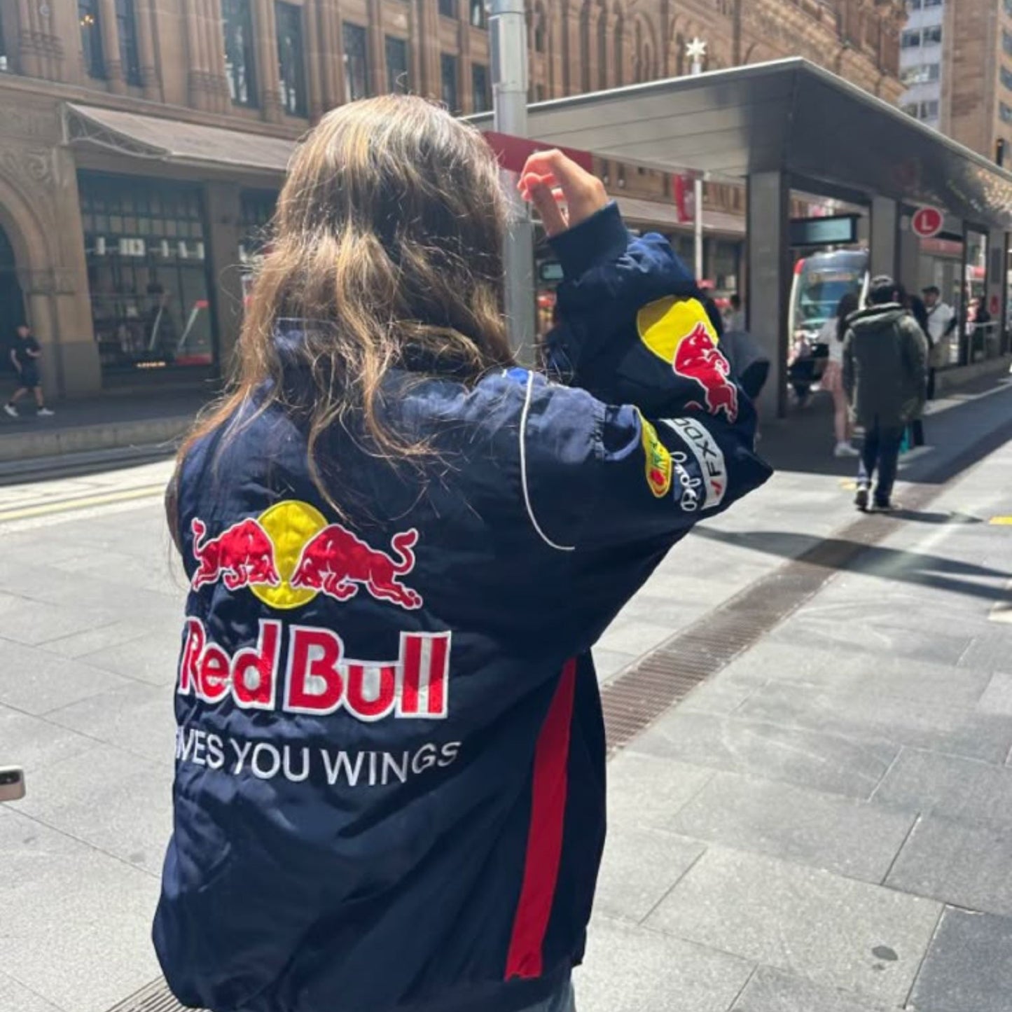 Parachute F1 Vintage Red Bull Embroidery Puffer Jacket, a premium blend of motorsport heritage and streetwear fashion.