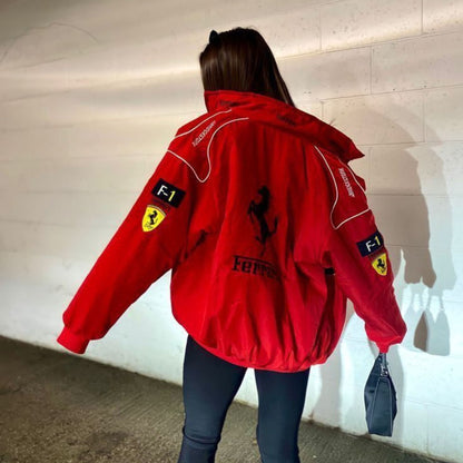 Red Ferrari F1 Speed Jacket | Motorsport & Streetwear Fusion