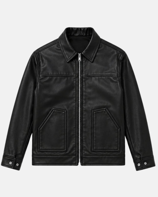 Men's Premium Vintage Black  Leather Jacket | Wrinkle Resistant Synthetic Leather | Bombyy