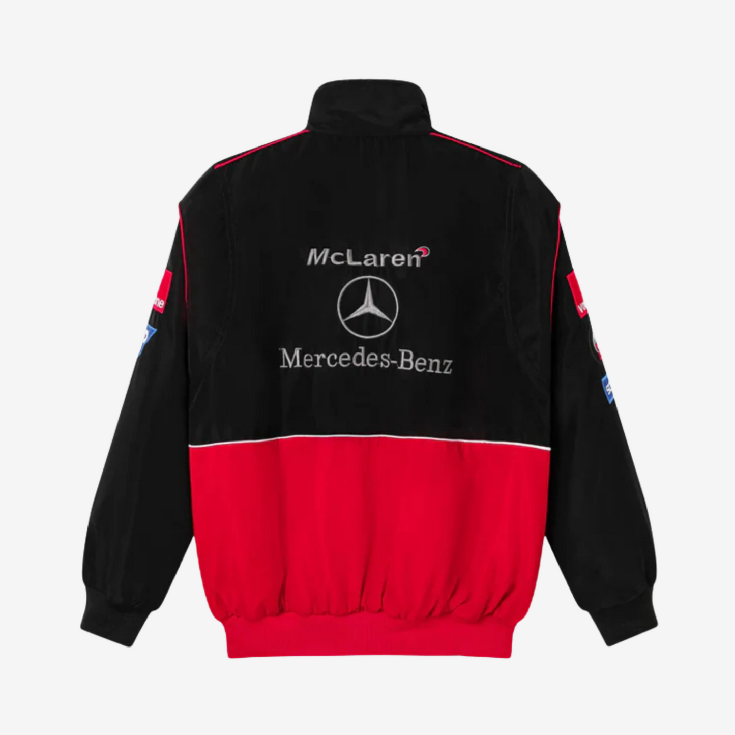 Vintage Red  Mercedes Parachute Puffer Jacket – Embroidered Logos