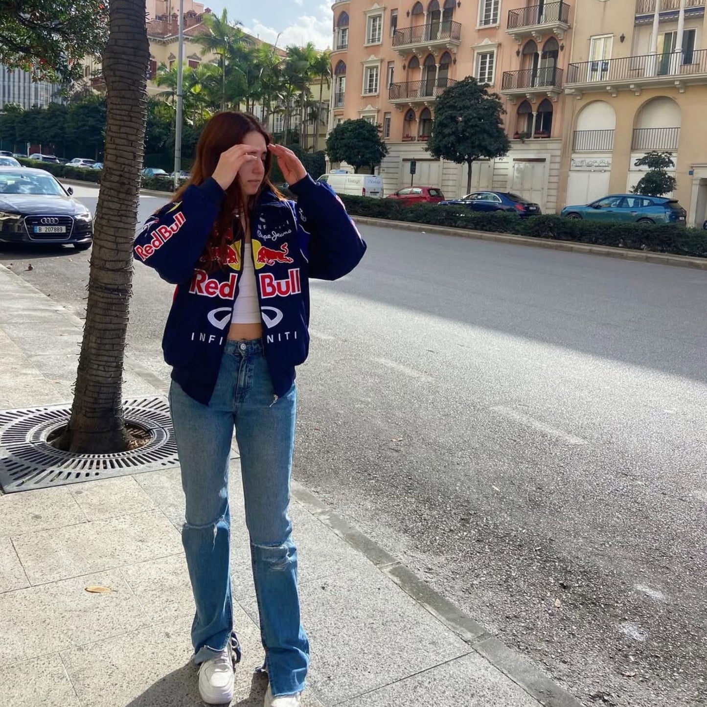 Parachute F1 Vintage Red Bull Embroidery Puffer Jacket, a premium blend of motorsport heritage and streetwear fashion.