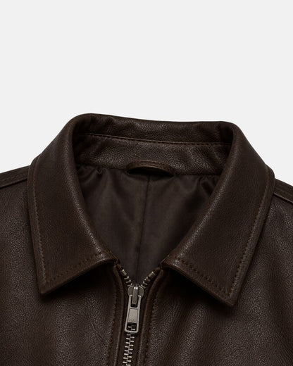 Bombyy Dark Brown Premium Leather Jacket – Regular Fit | All-Season Classic