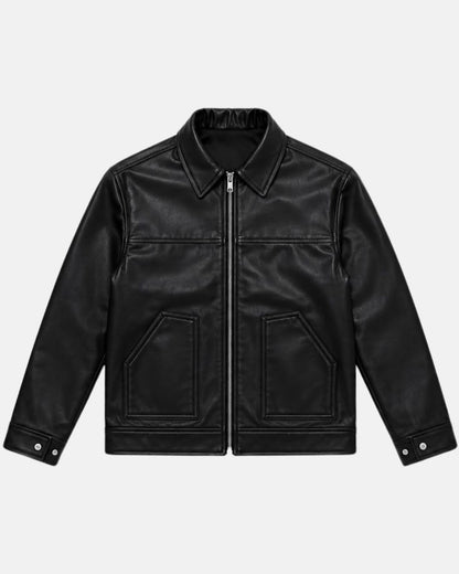 Men's Premium Vintage Black  Leather Jacket | Wrinkle Resistant Synthetic Leather | Bombyy