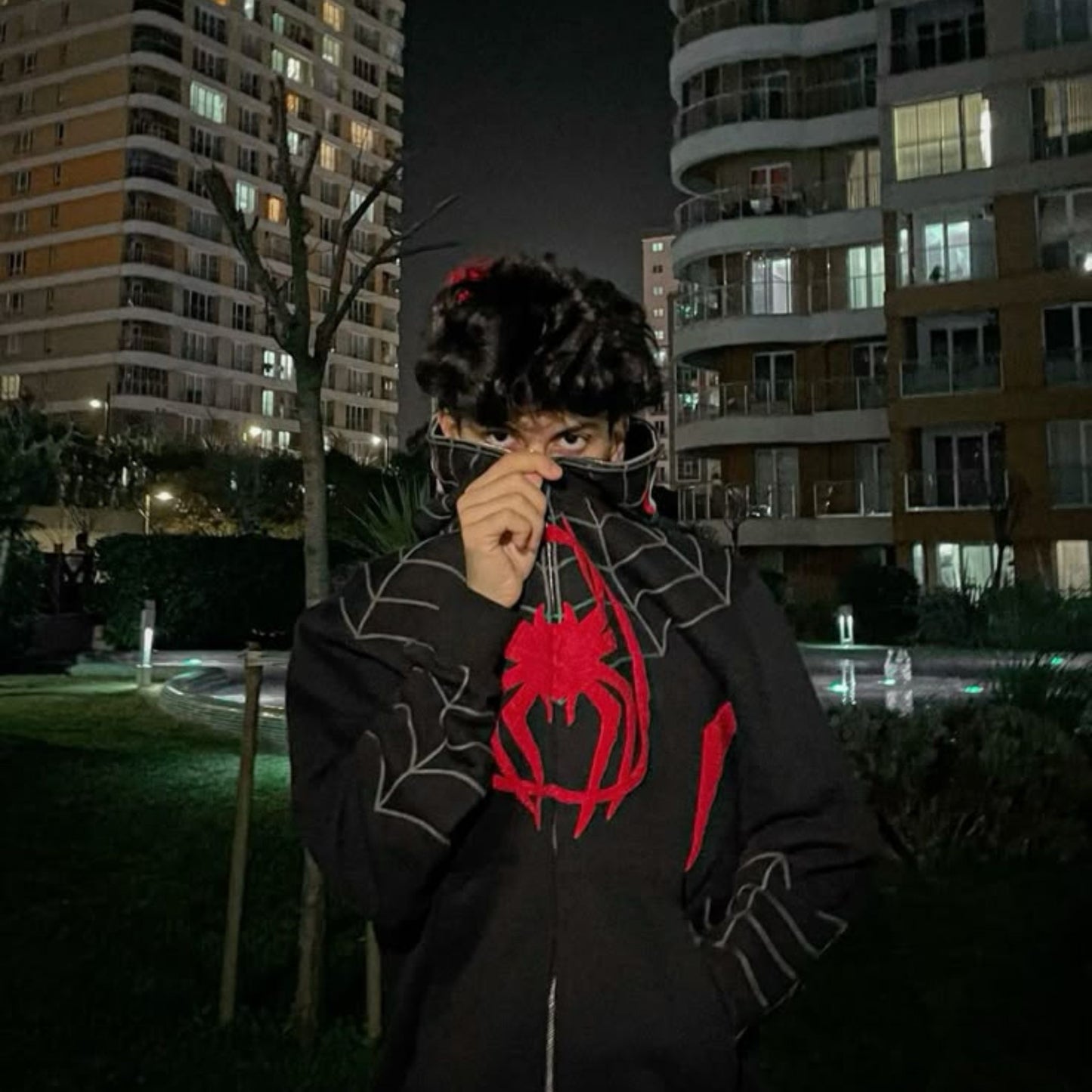Black Unisex Spider-Man Web Embroidery Hoodie | Bombyy