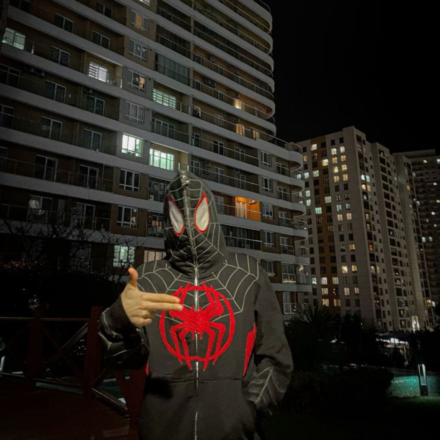 Black Unisex Spider-Man Web Embroidery Hoodie | Bombyy