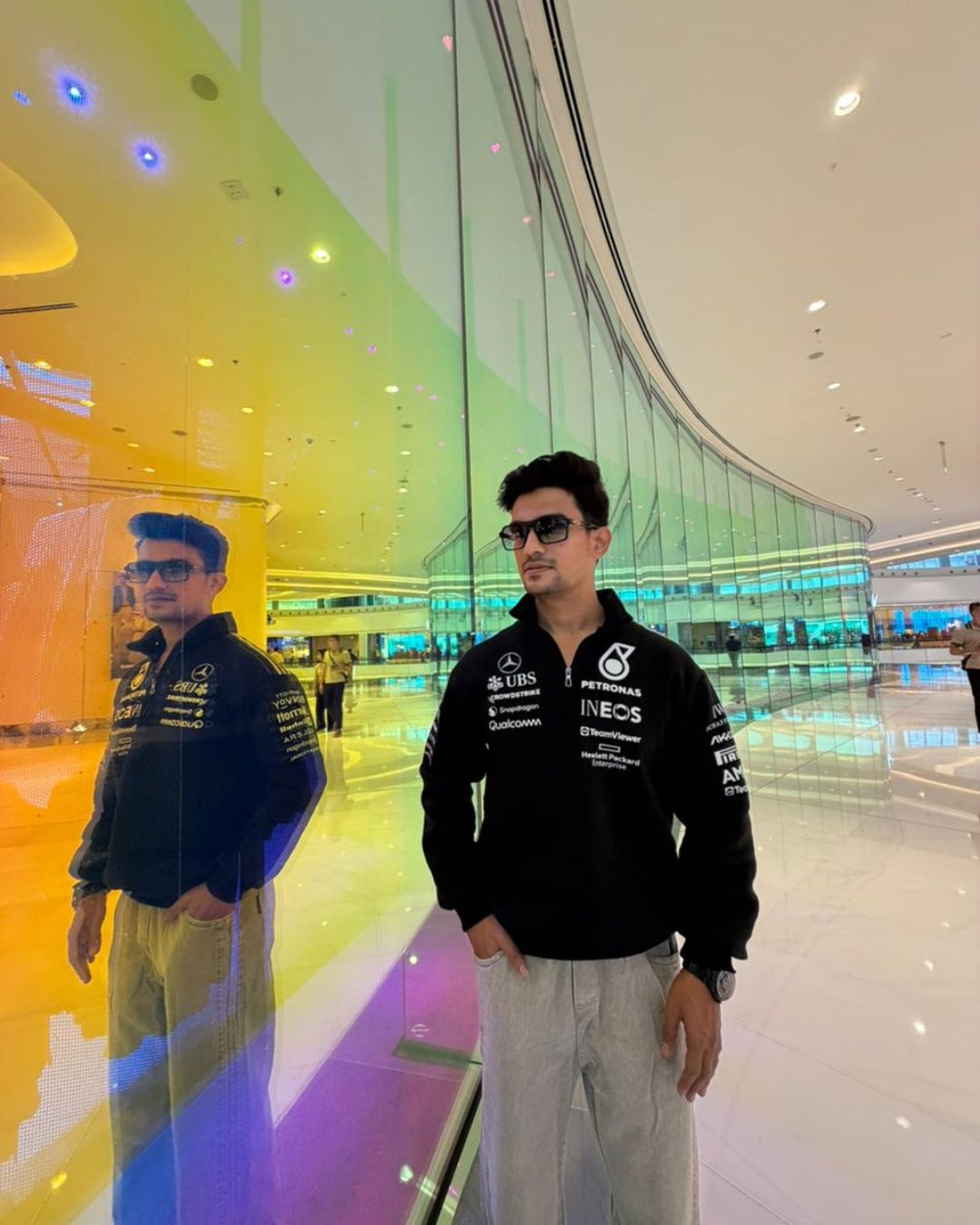 AMG Petronas Inspired Half Zip Polo Sweatshirt Black – Premium All Season Wear