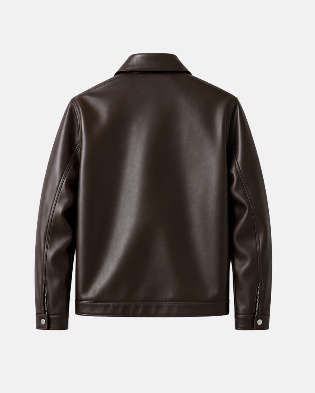 Bombyy Premium Dark Brown Faux Leather Jacket for Men | Classic Zip-Up Jacket