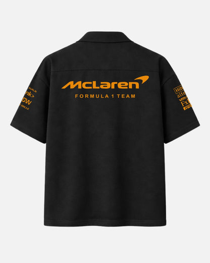 McLaren Formula One Black Oversized Shirt – Luxury Unisex Cuban Collar Streetwear | BombyyClothing
