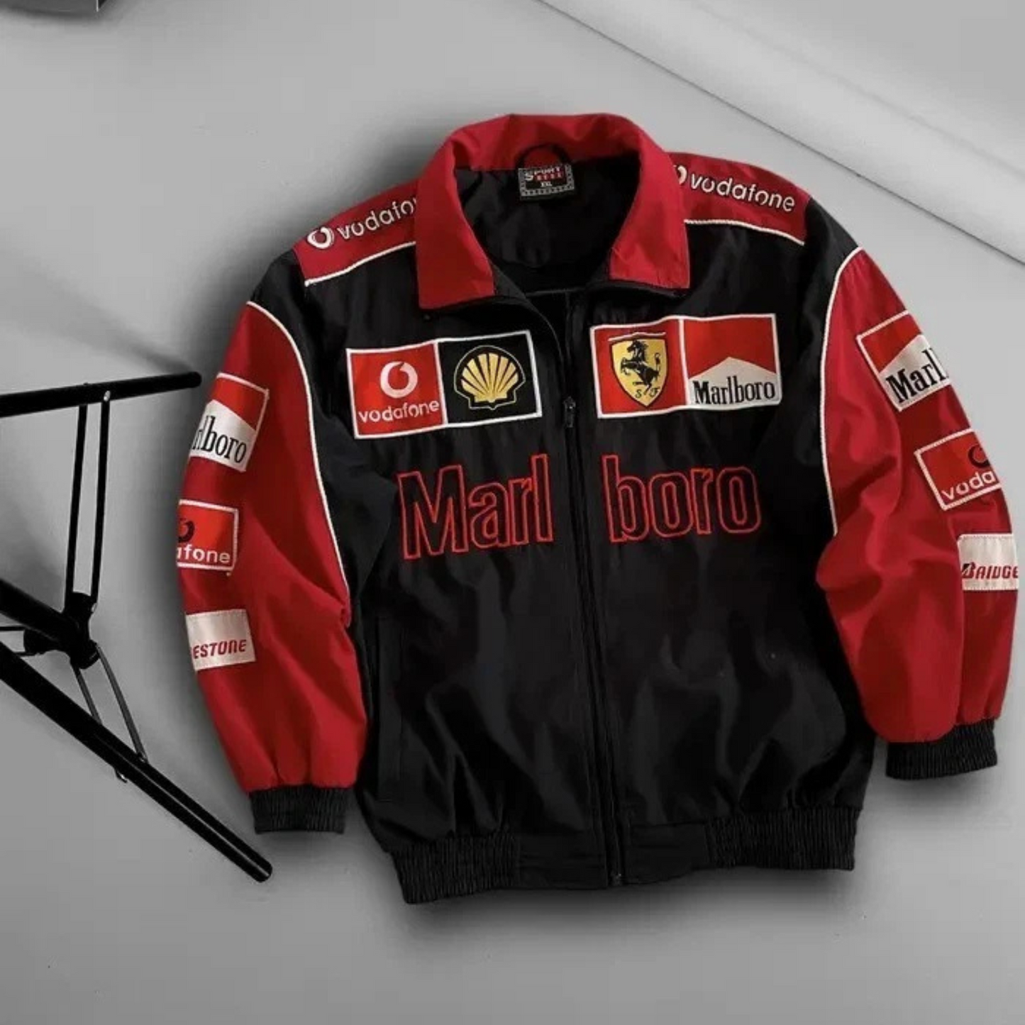 Marlboro Puffer Embroidery Jacket – Black &amp; Red | Vintage Streetwear by BombyyClothings