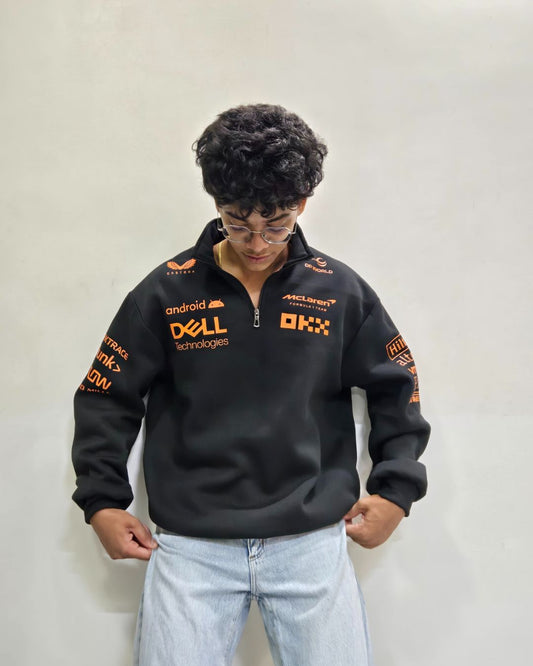 Premium vintage racing half zip polo sweatshirt all season wear