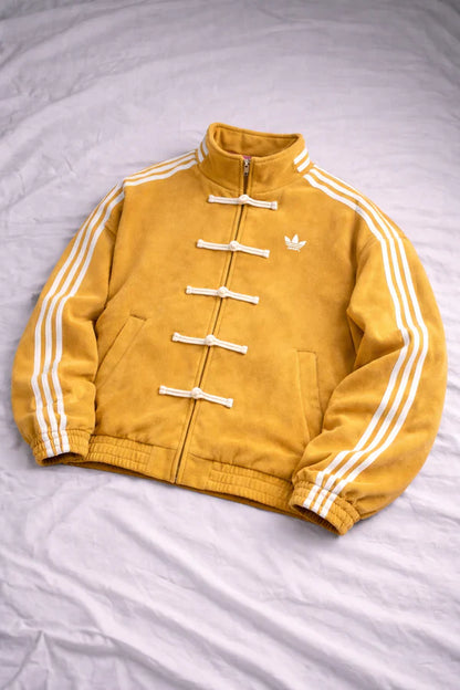 CNY yellow racing jacket BombyyClothing premium streetwear jacket with stripe sleeves India