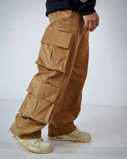 Brown Corduroy 6-Pocket Cargo Pants – Functional Streetwear with Aesthetic Utility | Bombyy Clothings