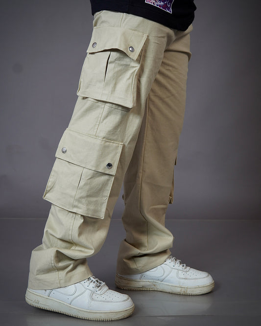 Beige 6-Pocket Cargo Pants – Functional Streetwear with Aesthetic Utility | Bombyy Clothings