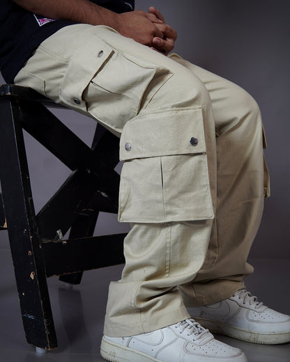 Beige 6-Pocket Cargo Pants – Functional Streetwear with Aesthetic Utility | Bombyy Clothings