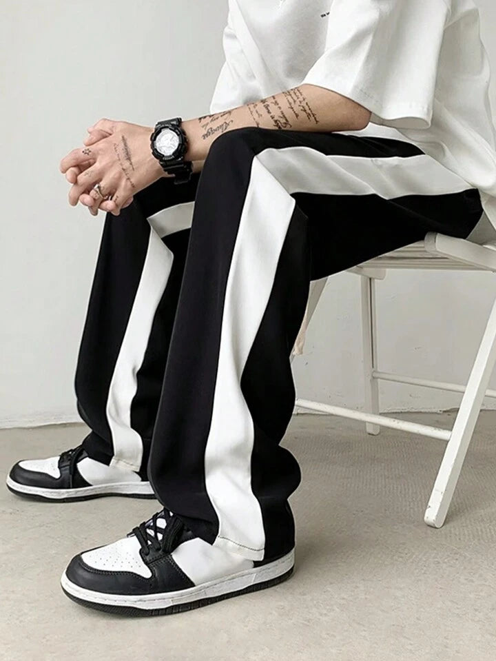 Black Trackpants with White Stripes – Classic Aesthetic Streetwear | Bombyy Clothings