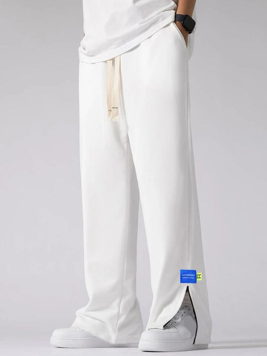 White Trackpants with Zip at Bottom – Classic Aesthetic Streetwear | Bombyy Clothings