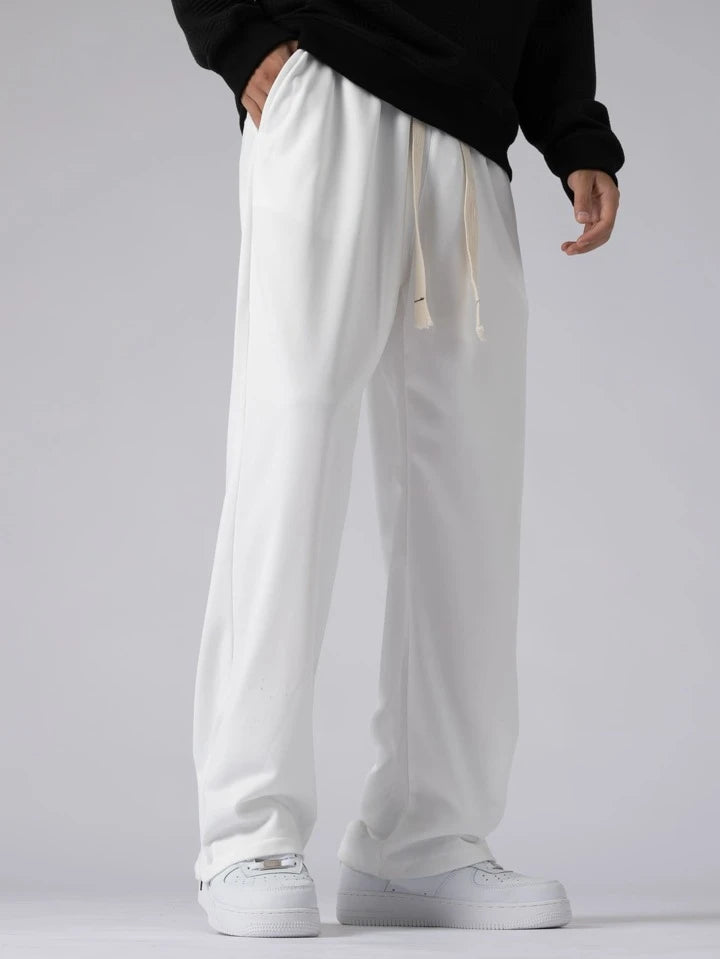 White Trackpants with Zip at Bottom – Classic Aesthetic Streetwear | Bombyy Clothings