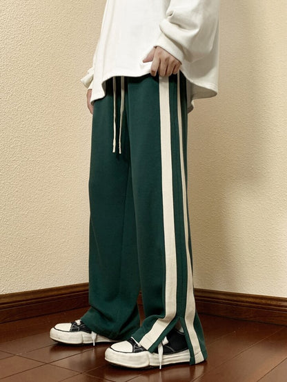 Green Trackpant with White Stripes – Classic Aesthetic Streetwear | Bombyy Clothings