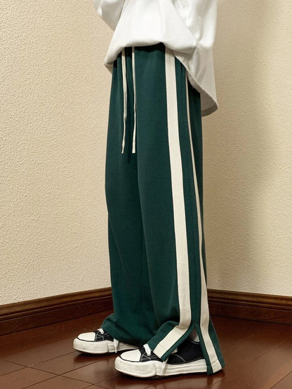 Green Trackpant with White Stripes – Classic Aesthetic Streetwear | Bombyy Clothings
