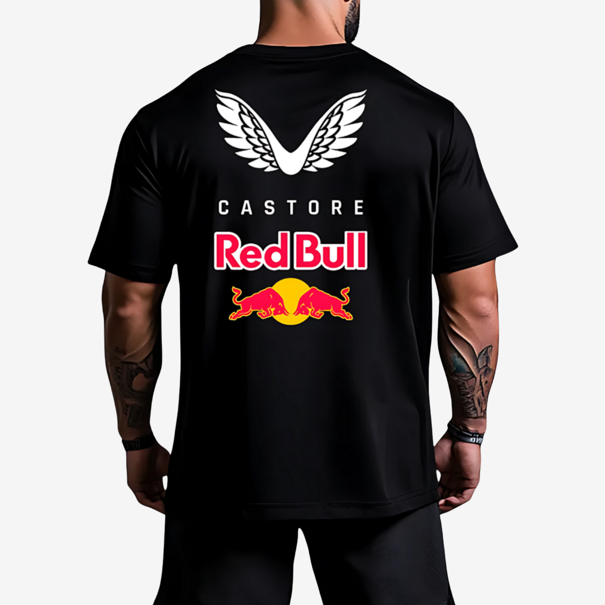 Red Bull Castrol racing tee featuring soft cotton fabric, embroidered or printed branding, and comfortable oversized fit.