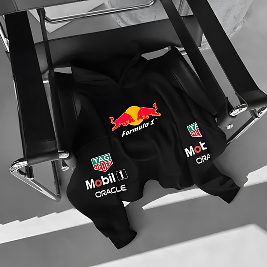 Red Bull Oracle Racing vintage hoodie in premium fabric, F1 inspired streetwear for men and women
