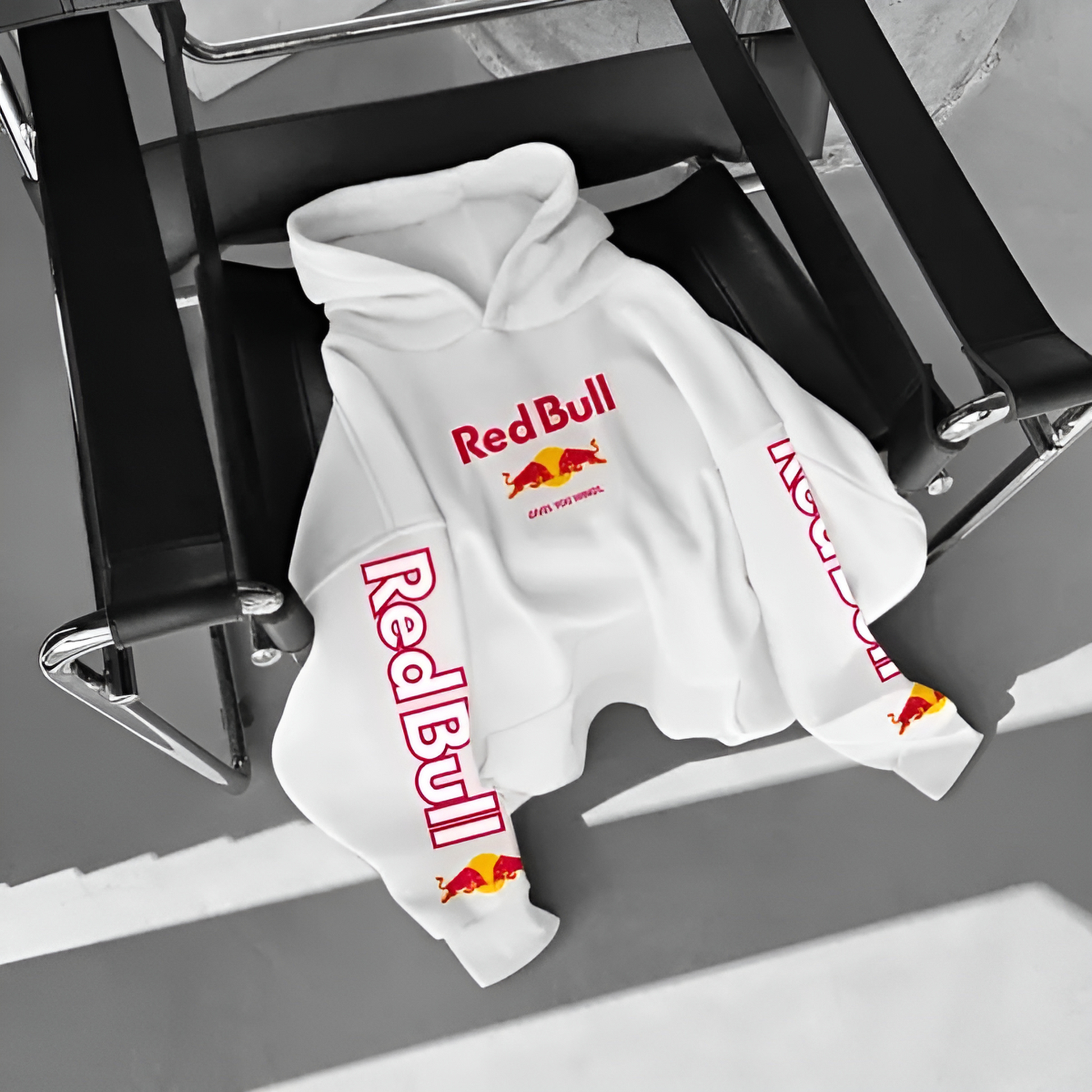 Red Bull vintage edition white hoodie in premium fabric, Formula 1 inspired streetwear hoodie for men and women
