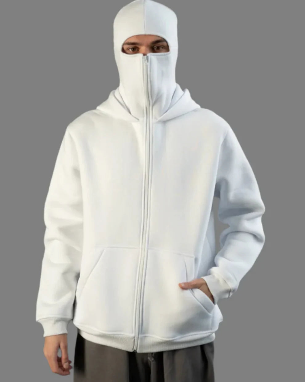 Clean White Balaclava Hoodie Mask.