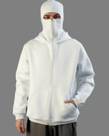 Clean White Balaclava Hoodie Mask.