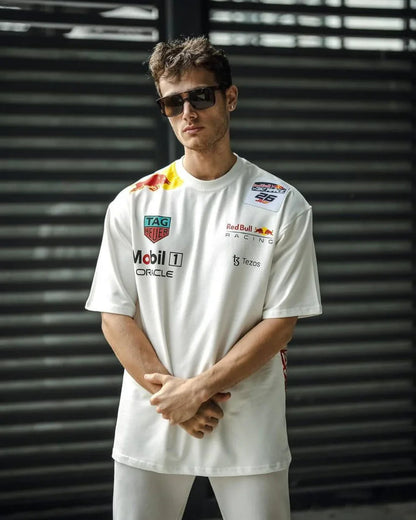 Red Bull Racing F1 Track Dominance T-Shirt – White Edition | Bombyy Clothing
