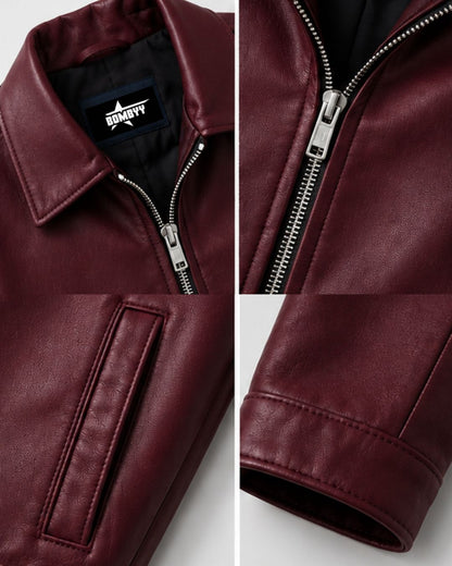 Bombyy Burgundy Unisex Faux Leather Streetwear Jacket Premium Quality