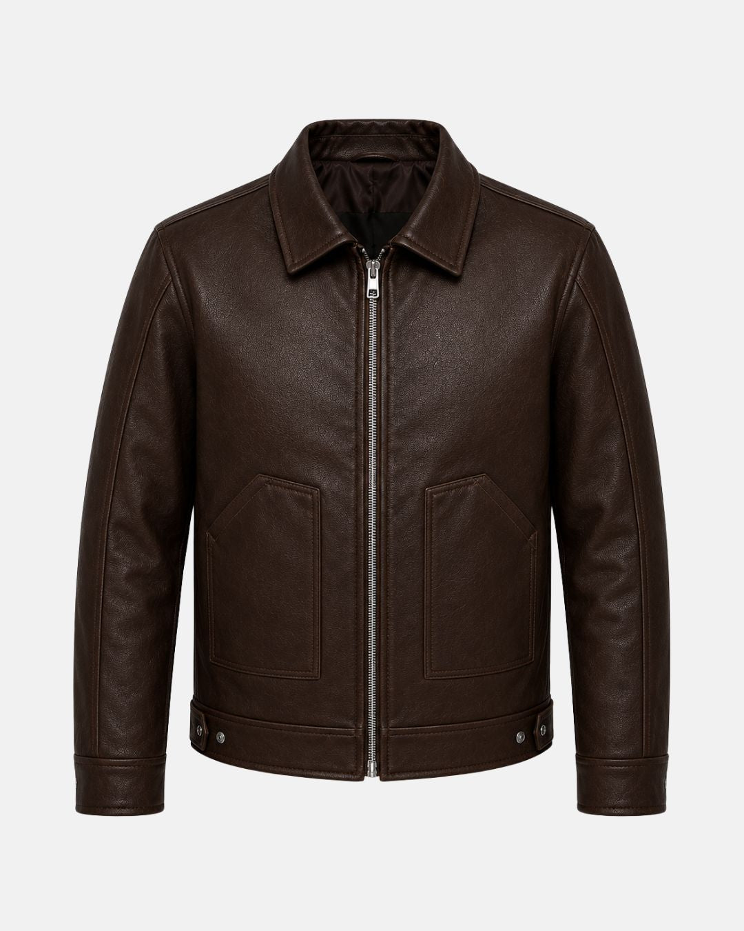 Dark Brown Premium Leather Jacket for Men by Bombyy with Regular Fit and High-Quality Zip