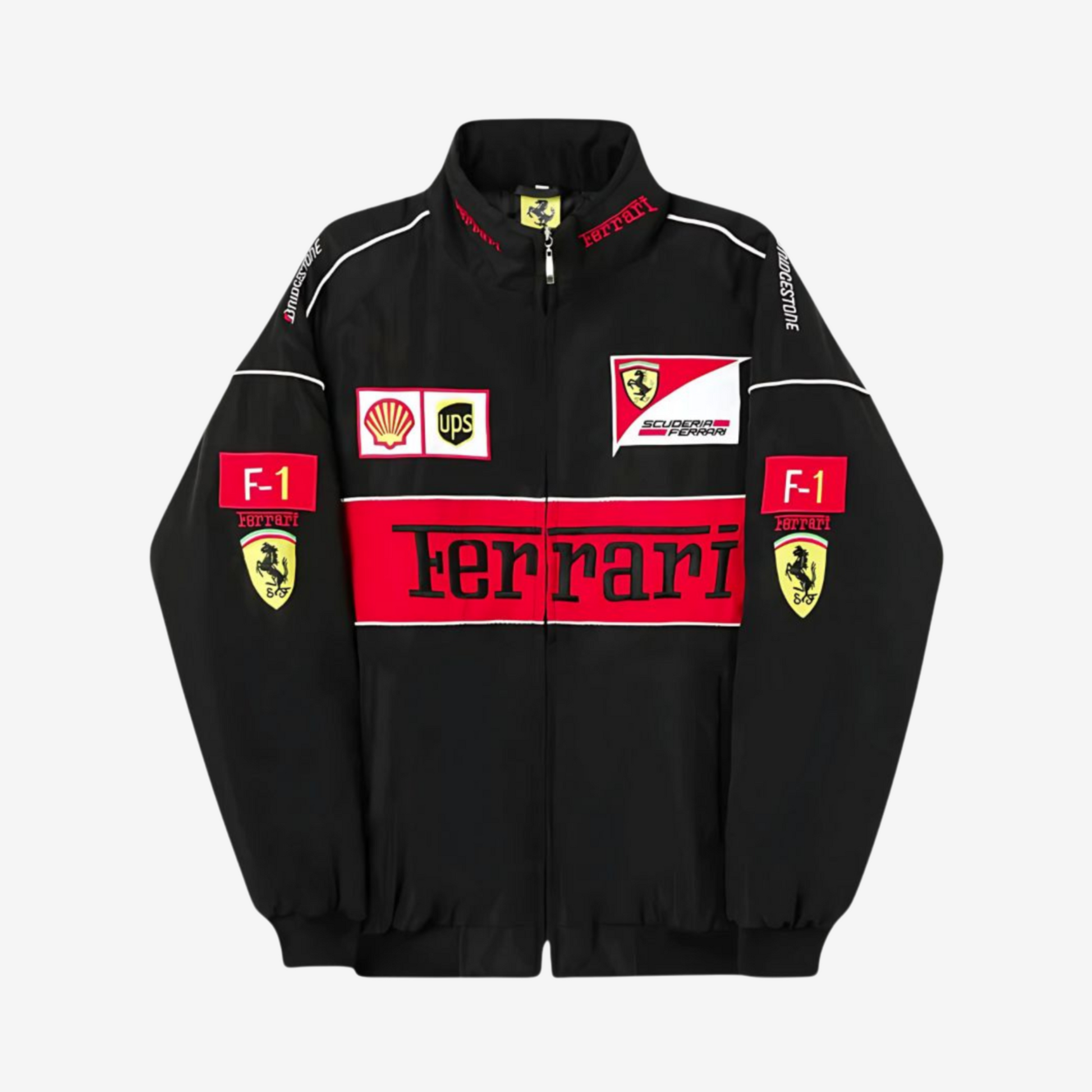 Bombyy Ferrari vintage F1 jacket, stylish streetwear design inspired by motorsport culture, ideal for everyday fashion