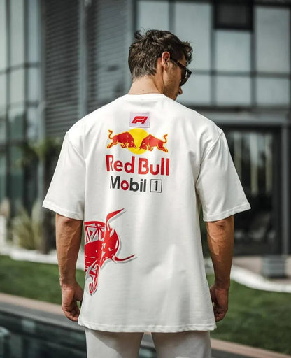 White Red Bull Racing Formula One T-shirt with hardcore motorsport design and premium fabric